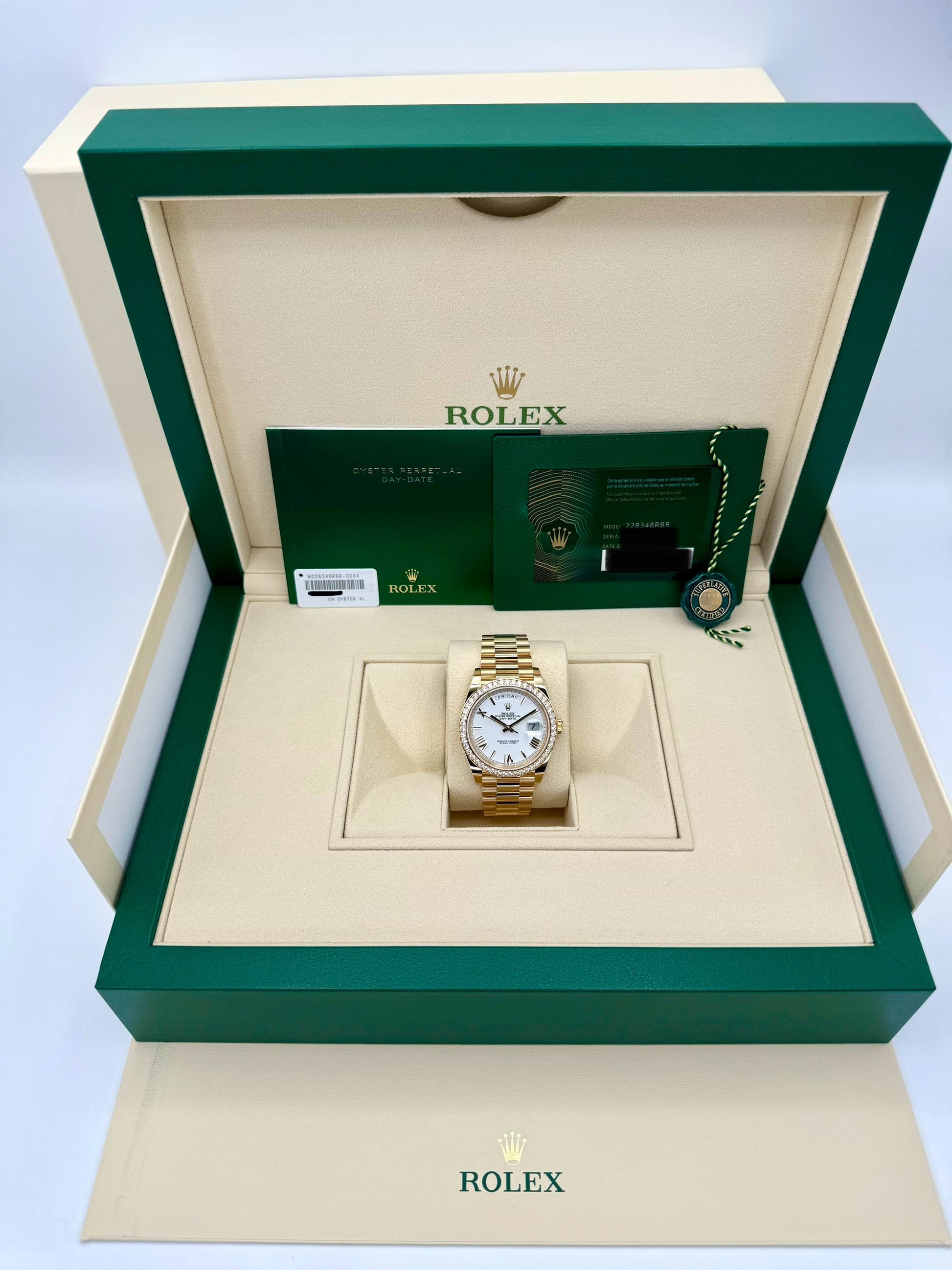 New 2024 Rolex Day-Date 40mm 228348RBR Presidential White Dial - MyWatchLLC