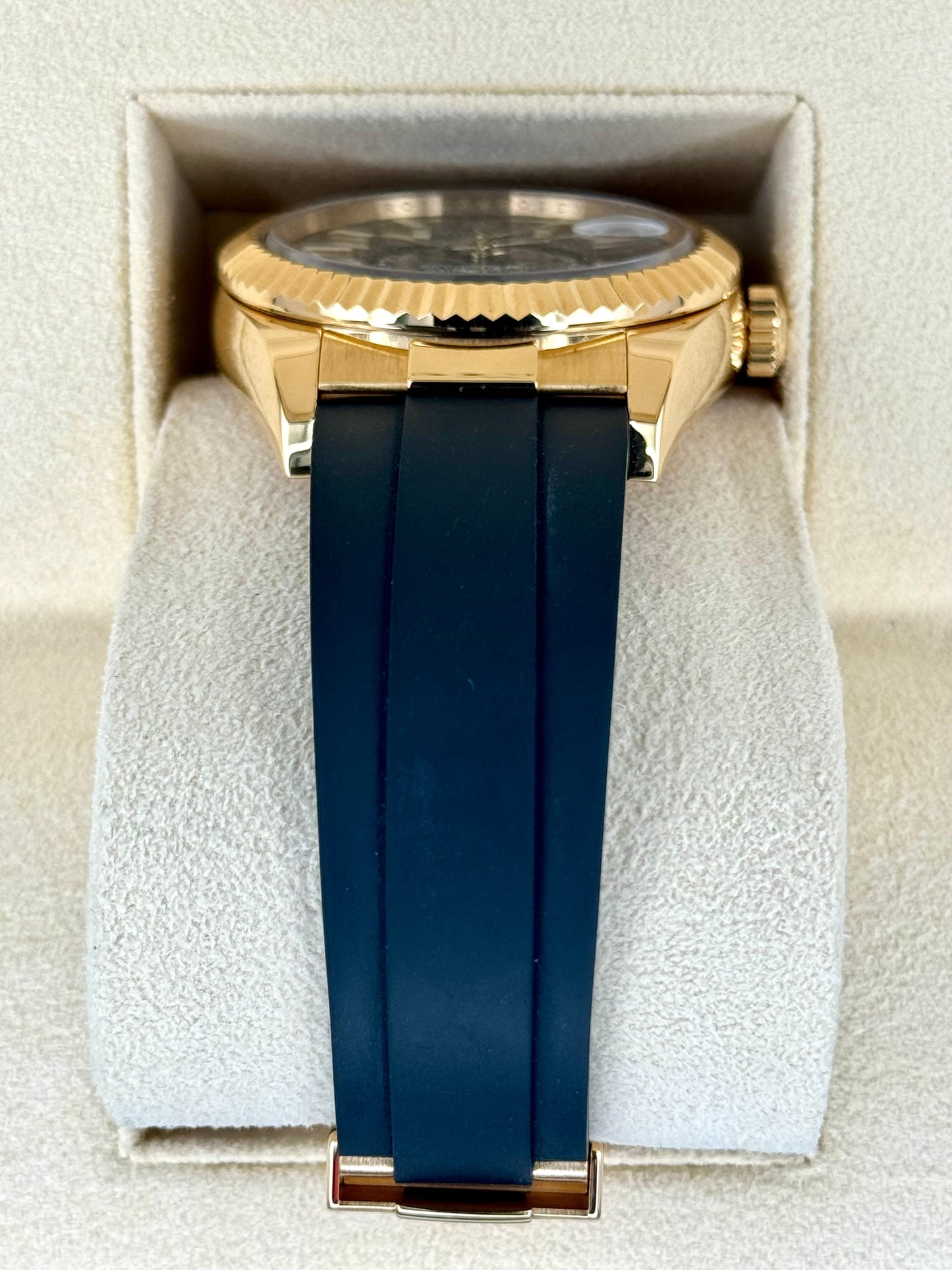 2022 Rolex Sky-Dweller 42mm 326238 Yellow Gold Oysterflex Black Dial - MyWatchLLC