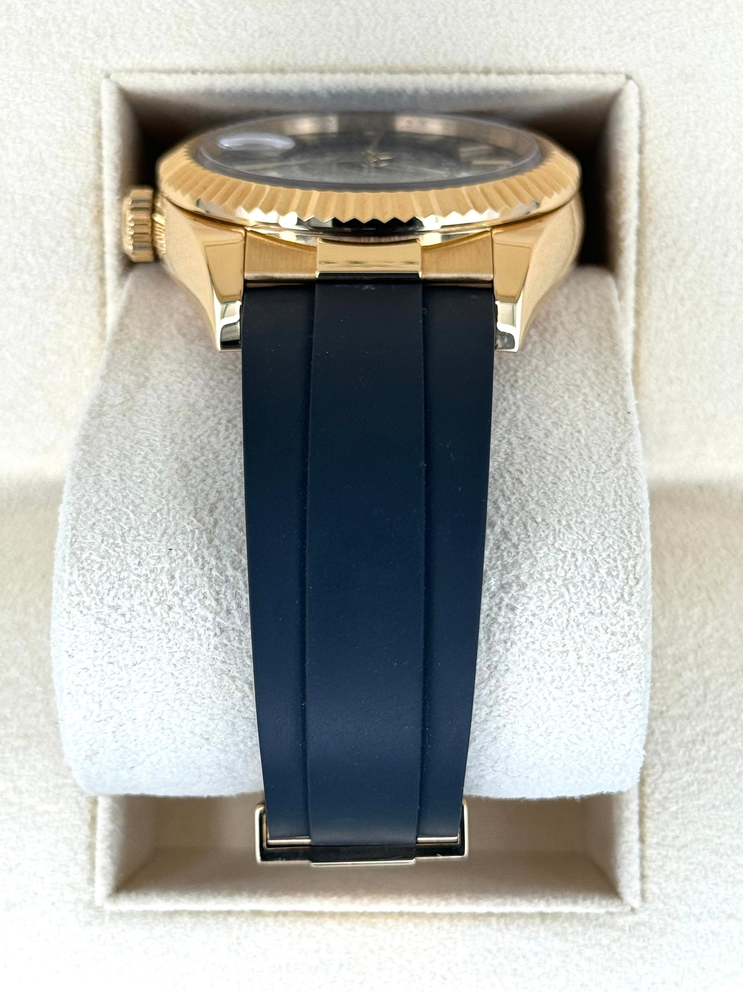 2022 Rolex Sky-Dweller 42mm 326238 Yellow Gold Oysterflex Black Dial - MyWatchLLC