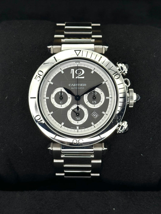 NEW 2023 Cartier Pasha 41mm Wspa0027 Chronograph Grey Dial - MyWatchLLC