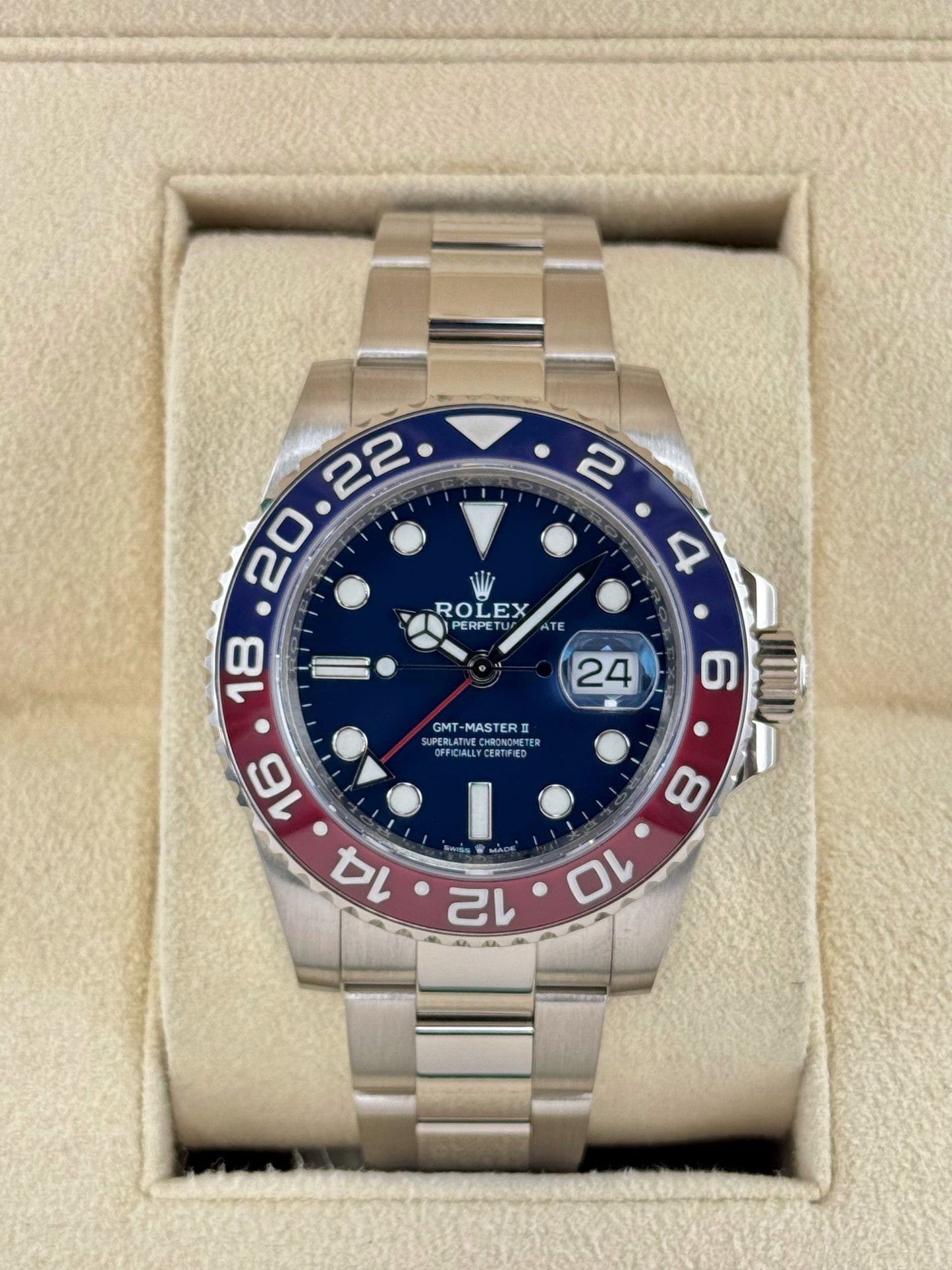 Rolex GMT-Master II "Pepsi" 40mm 126719BLRO White Gold Oyster - MyWatchLLC