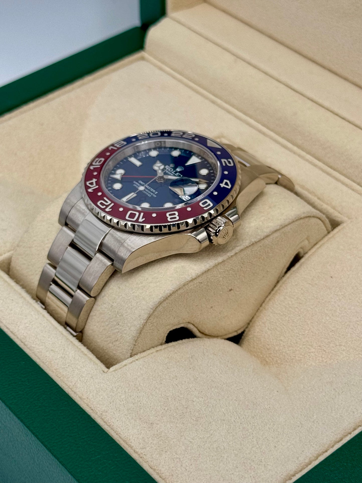 Rolex GMT-Master II "Pepsi" 40mm 126719BLRO White Gold Oyster - MyWatchLLC