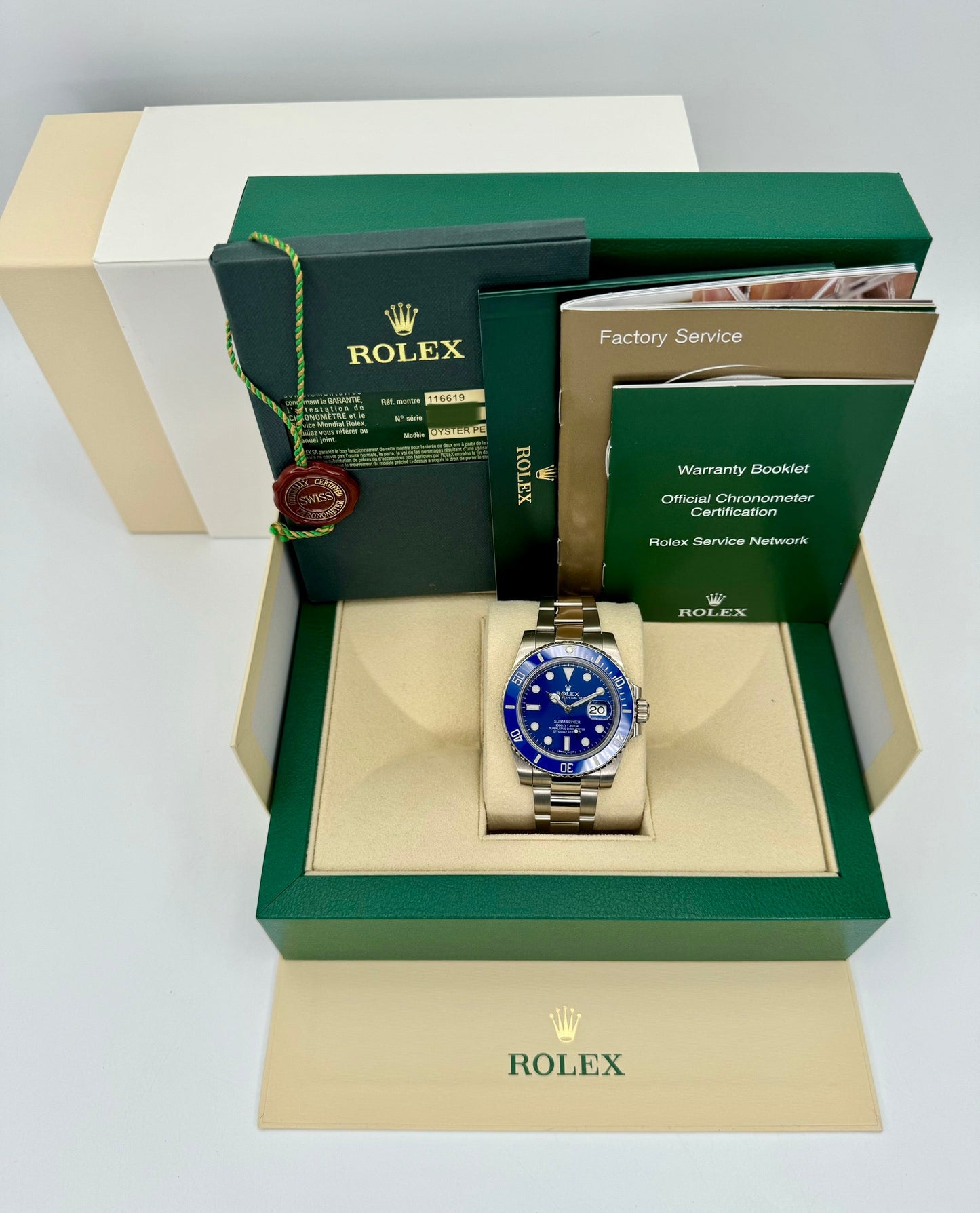 2012 Rolex Submariner Date "Smurf" 40mm 116619 White Gold Blue Dial - MyWatchLLC