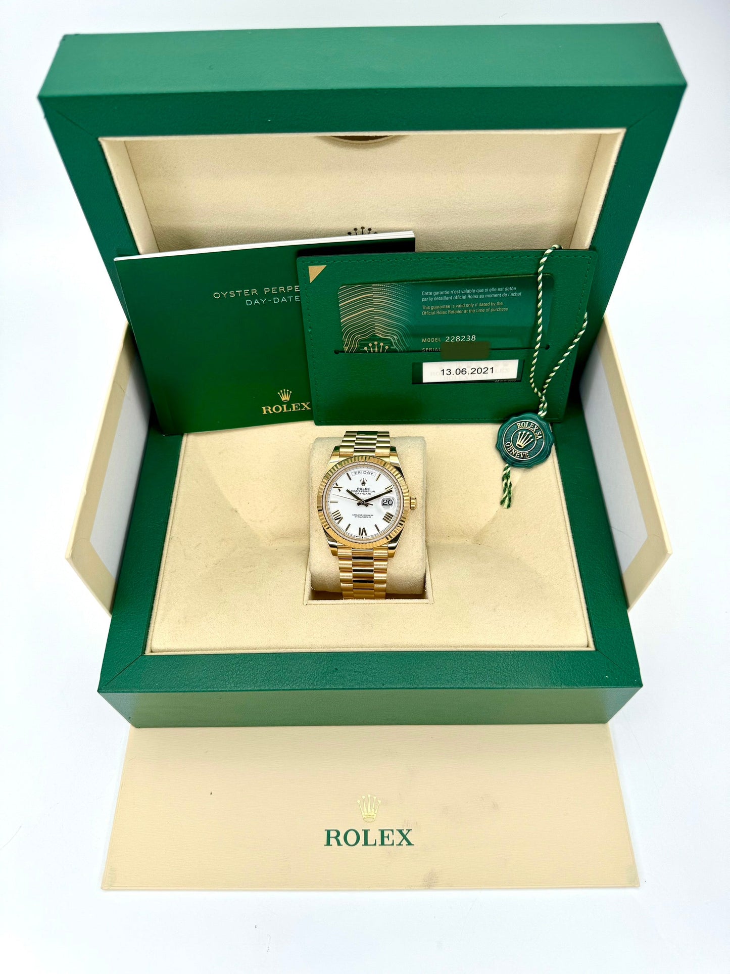 2021 Rolex Day-Date 40mm 228238 Presidential White Roman Numeral Dial - MyWatchLLC