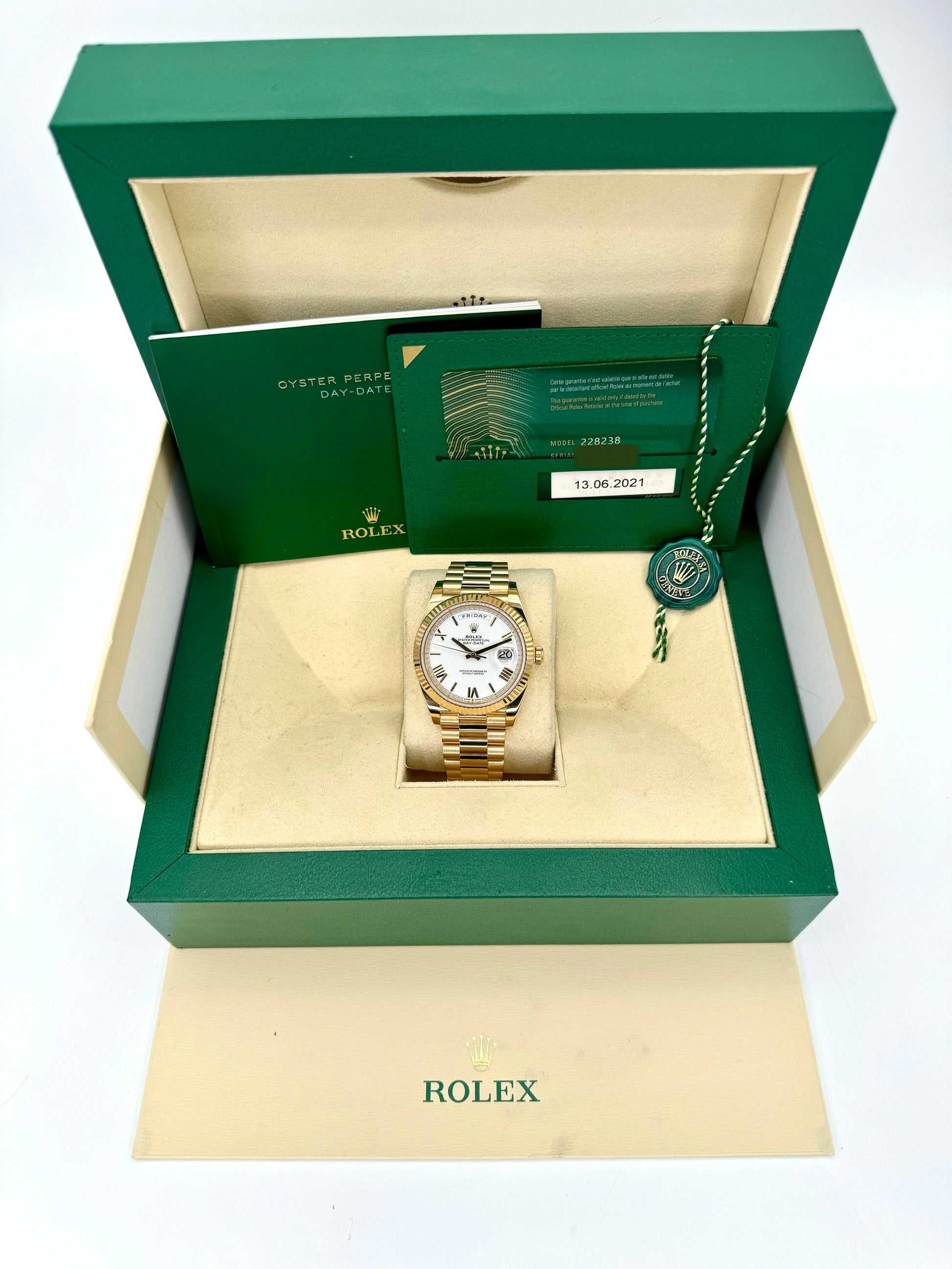 2021 Rolex Day-Date 40mm 228238 Presidential White Roman Numeral Dial - MyWatchLLC