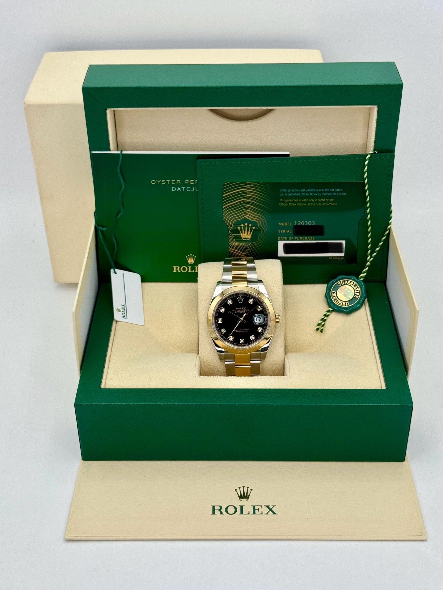 2023 Rolex Datejust 41mm 126303 Two-Tone Oyster Black Diamond Dial - MyWatchLLC