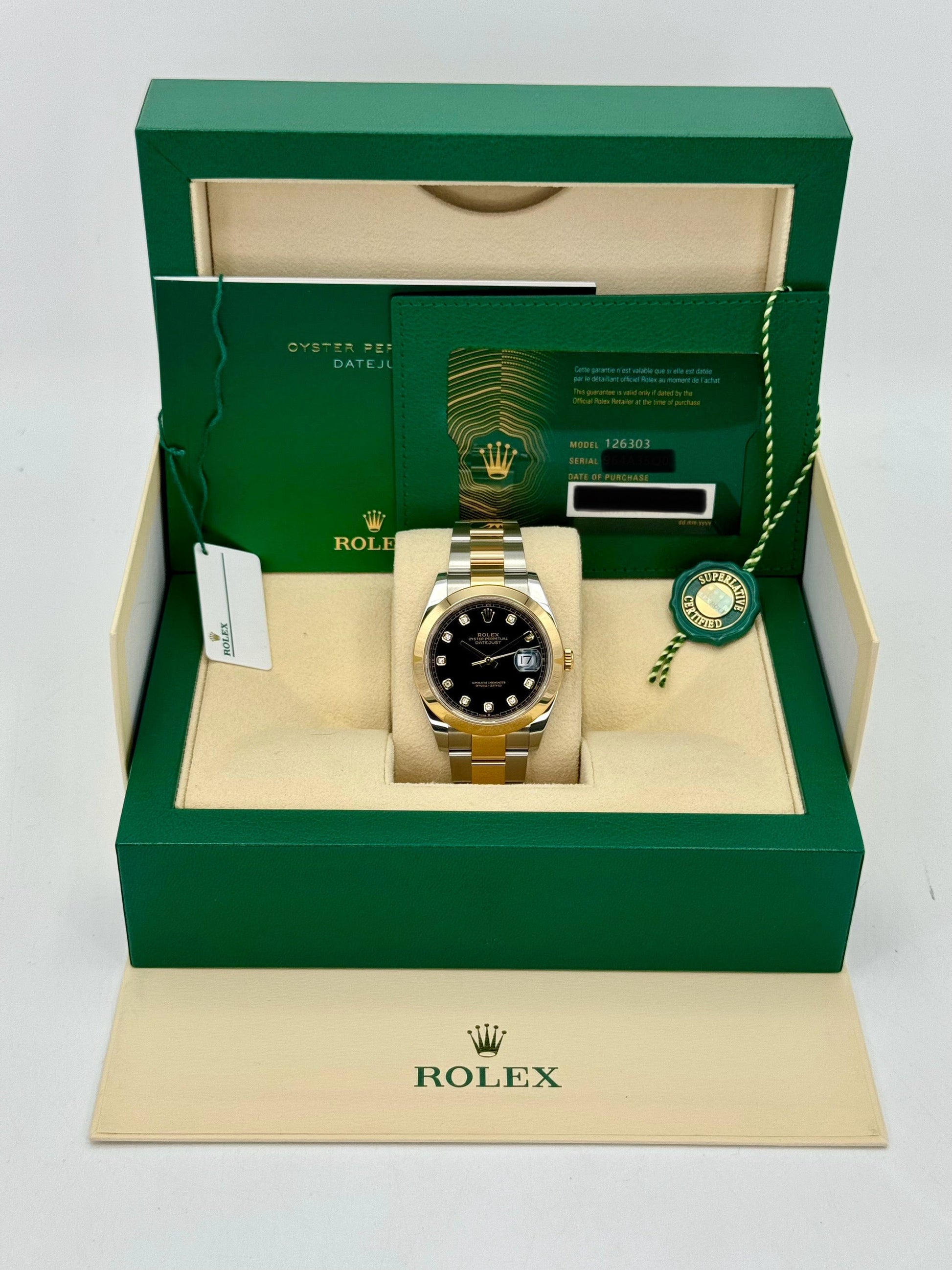 2023 Rolex Datejust 41mm 126303 Two-Tone Oyster Black Diamond Dial - MyWatchLLC