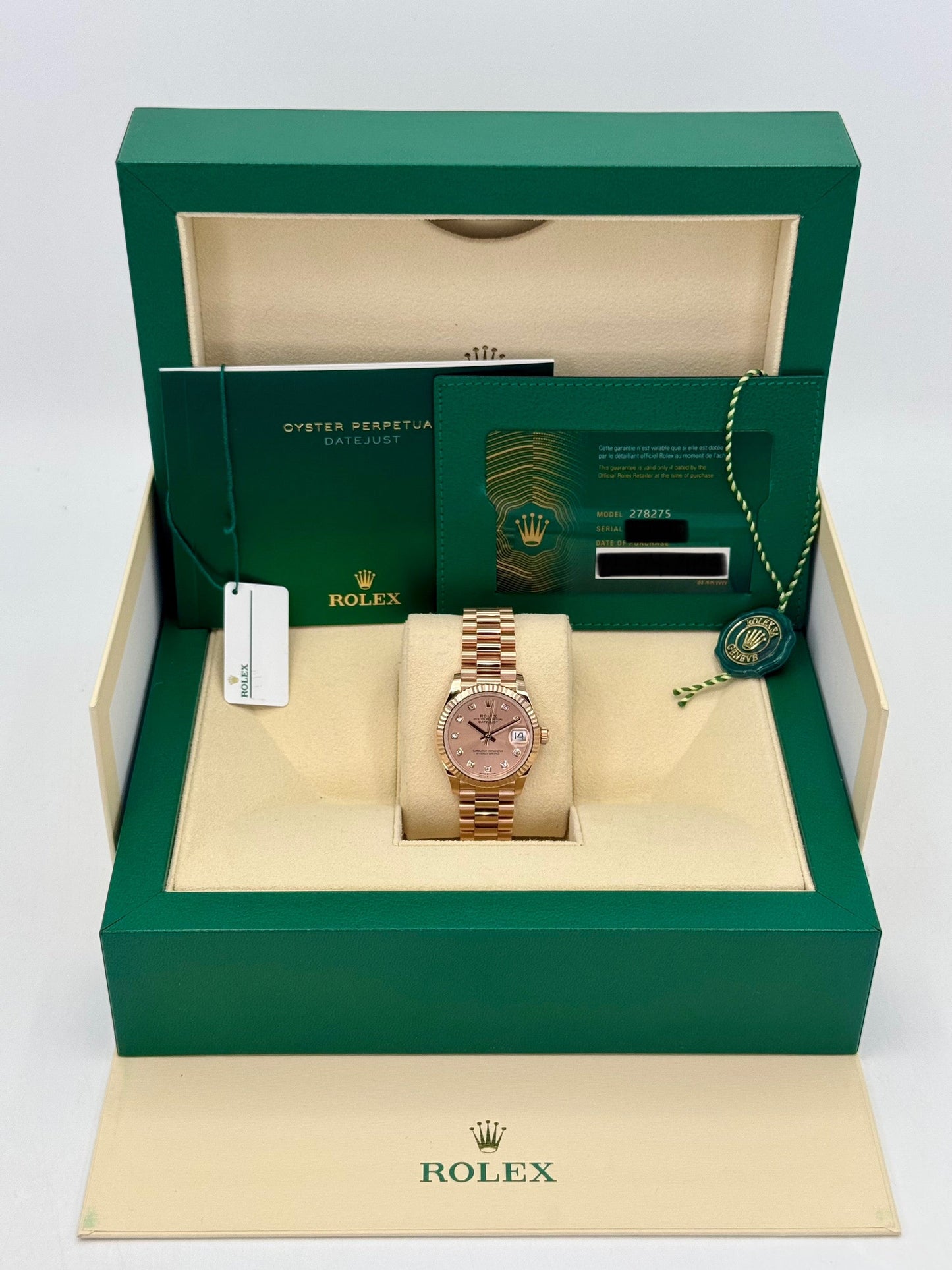 2023 Rolex Datejust 31mm 278275 Rose Gold Rose Diamond Dial - MyWatchLLC
