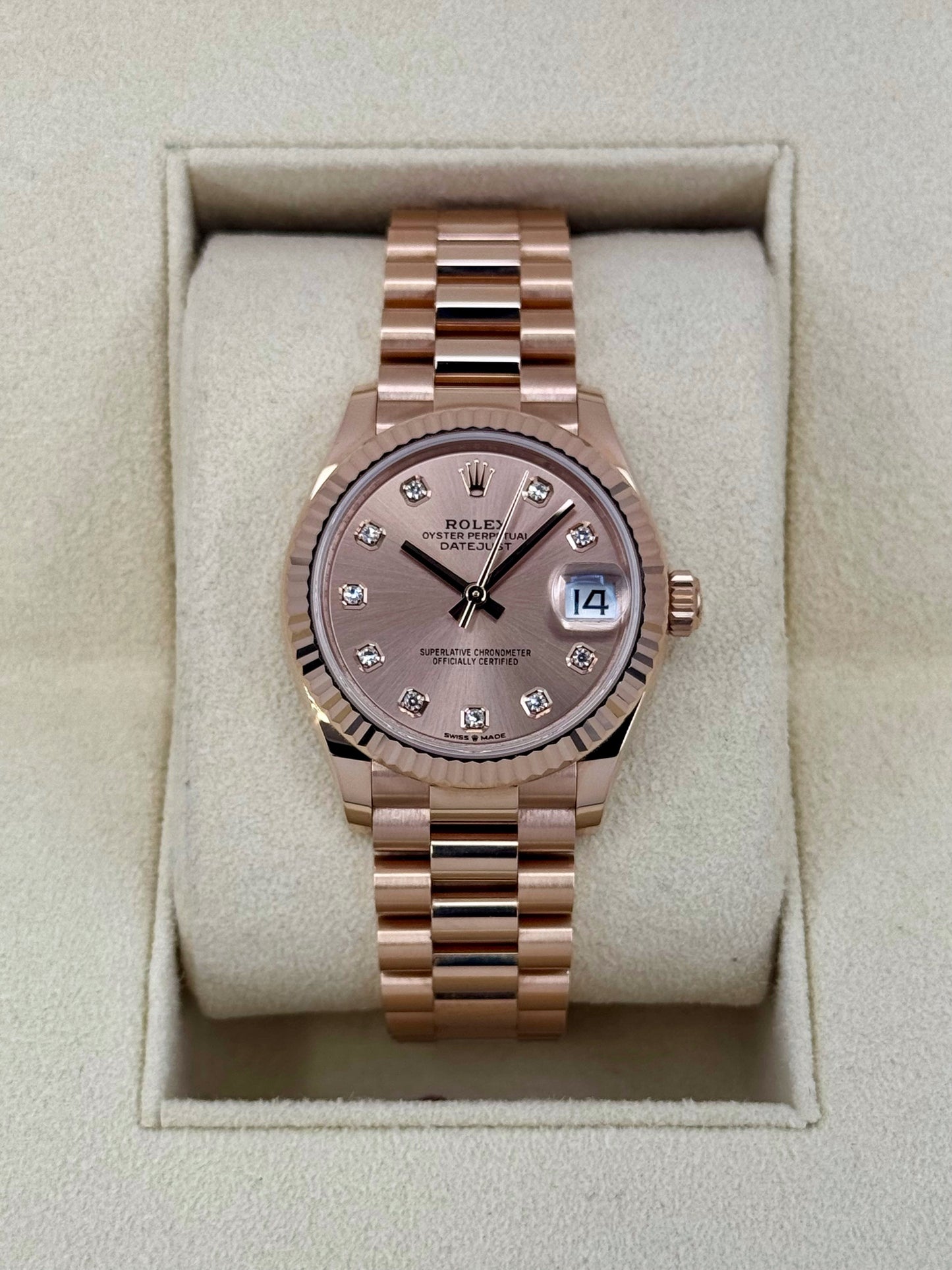 2023 Rolex Datejust 31mm 278275 Rose Gold Rose Diamond Dial - MyWatchLLC