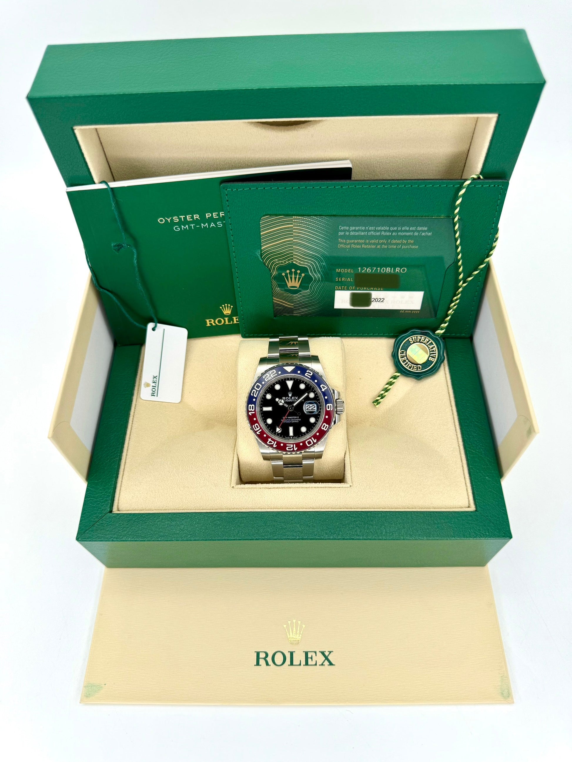 NEW 2022 GMT-Master II “Pepsiâ€?40mm 126710BLRO Oyster Black Dial - MyWatchLLC