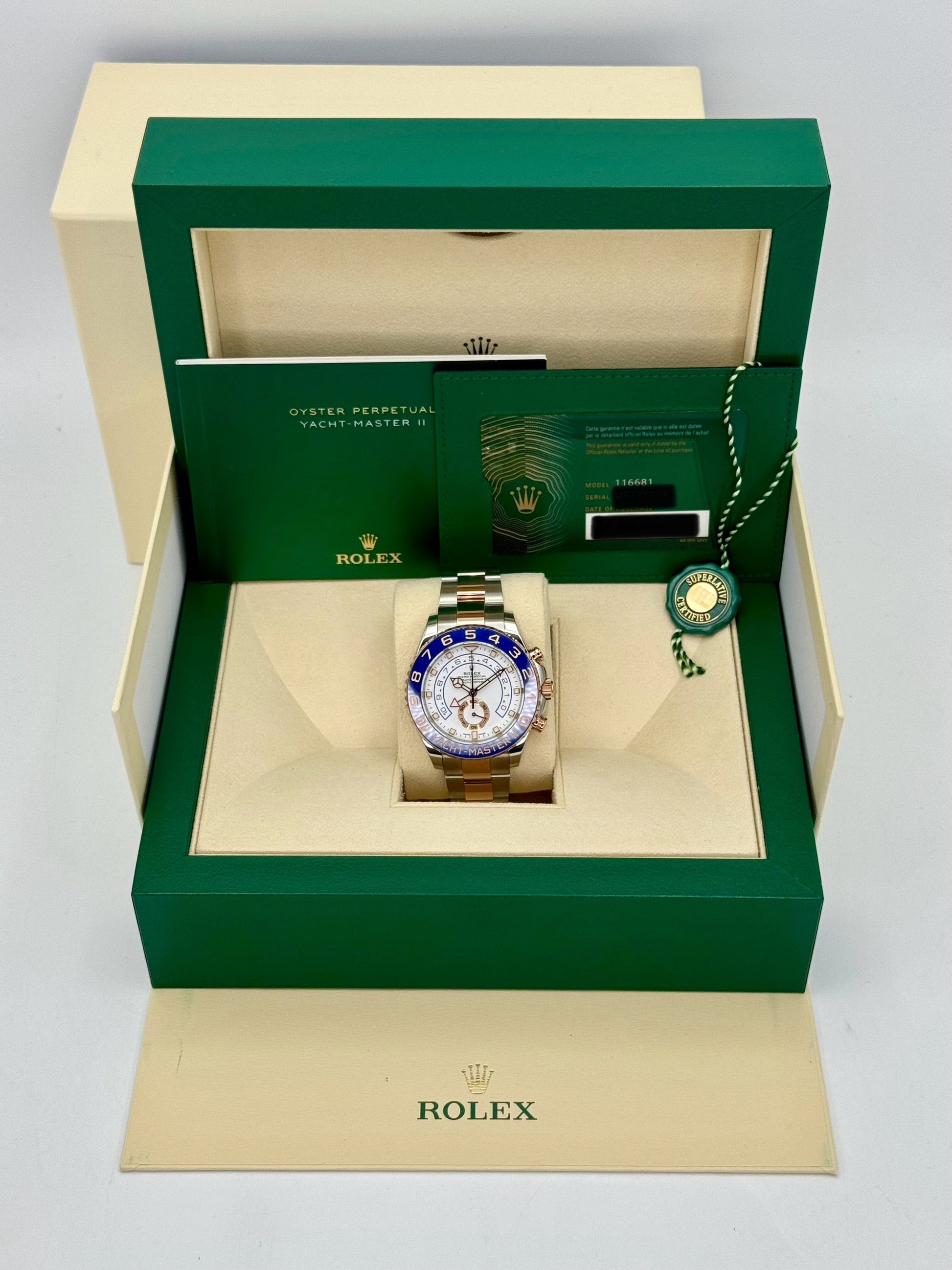 2021 Rolex Yacht-Master II 44mm 116681 Two-Tone White Dial - MyWatchLLC