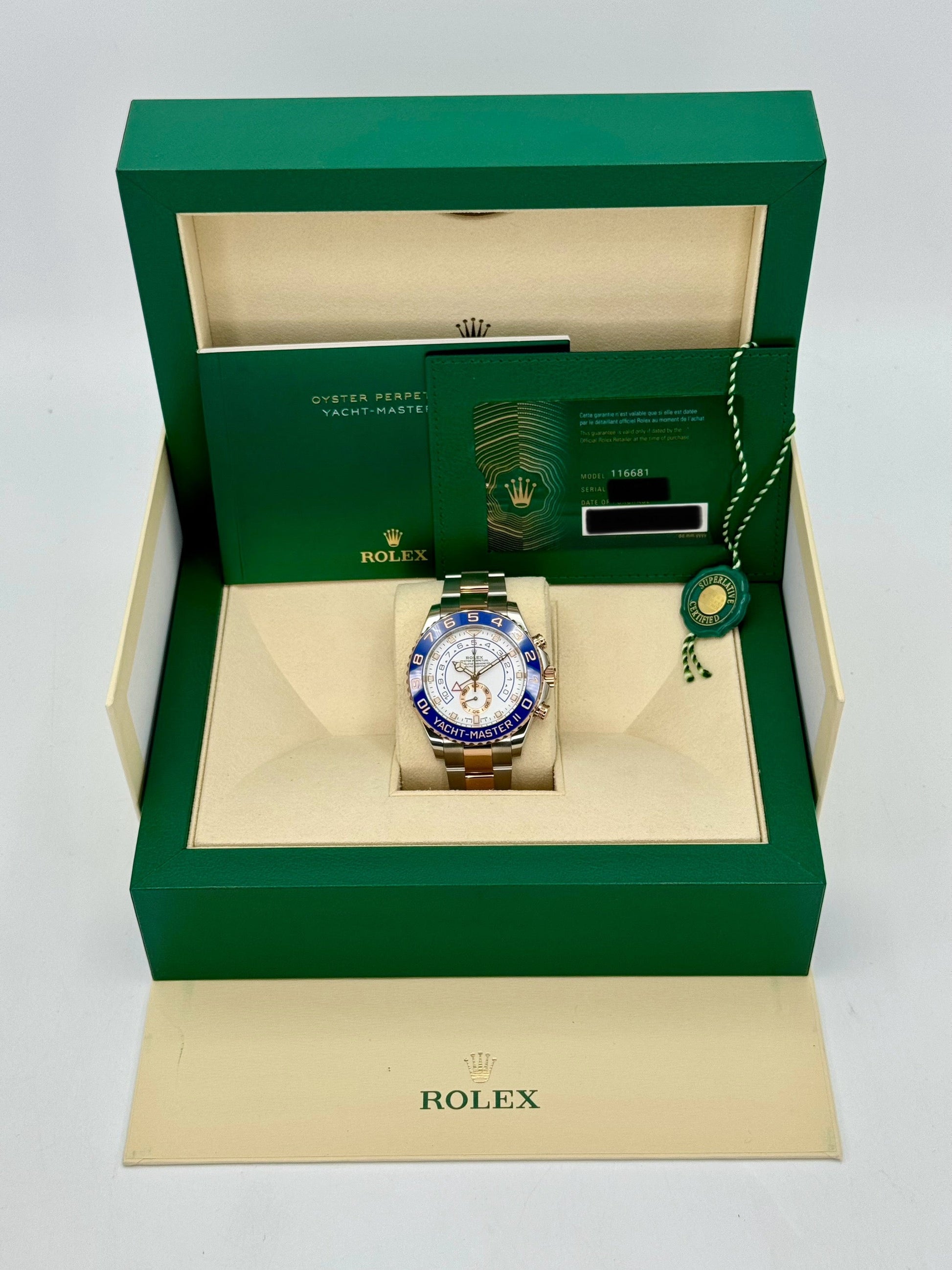2021 Rolex Yacht-Master II 44mm 116681 Two-Tone White Dial - MyWatchLLC