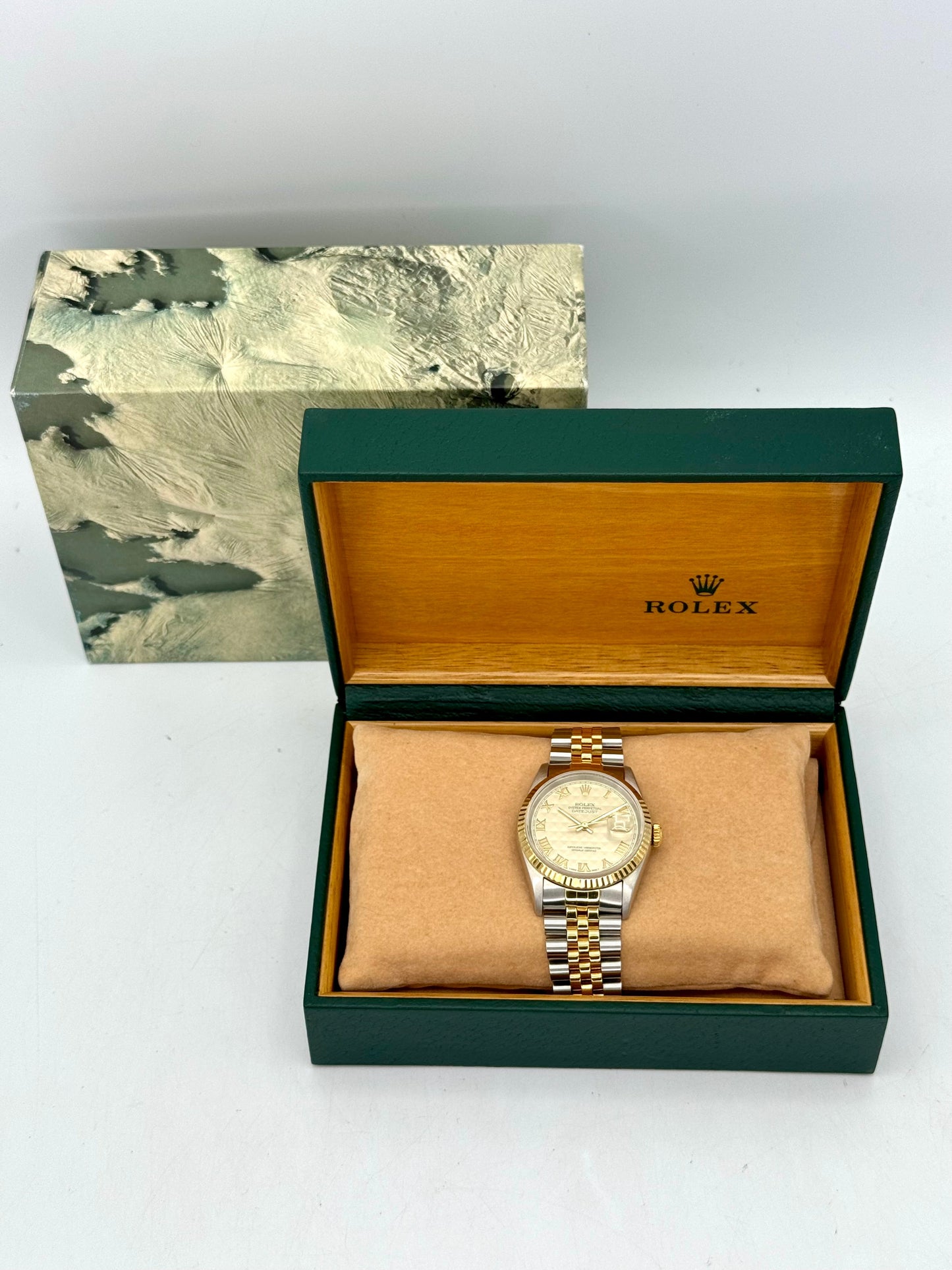 1995 Rolex Datejust 36mm 16233 Two-Tone White Pyramid Dial - MyWatchLLC