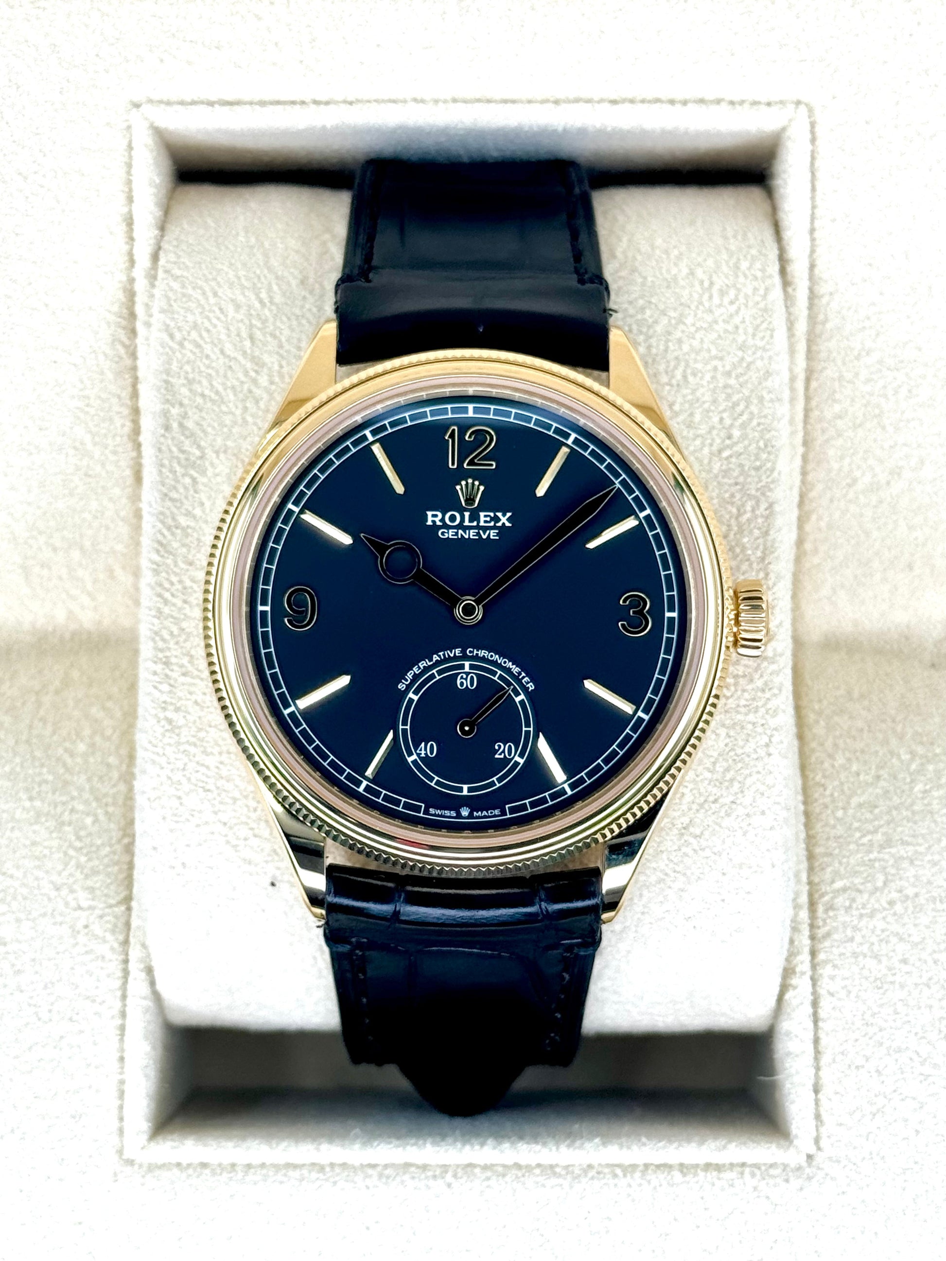 NEW 2024 Rolex 1908 39mm 52508 Yellow Gold Black Dial - MyWatchLLC