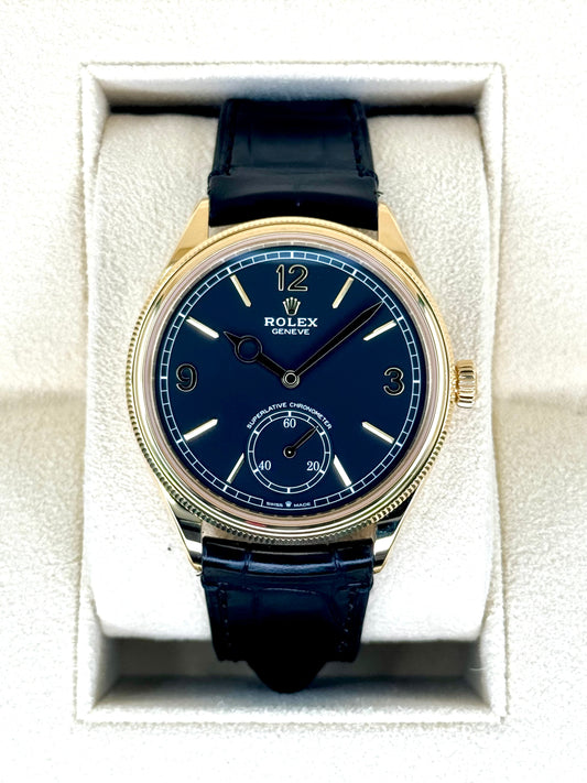 NEW 2024 Rolex 1908 39mm 52508 Yellow Gold Black Dial - MyWatchLLC