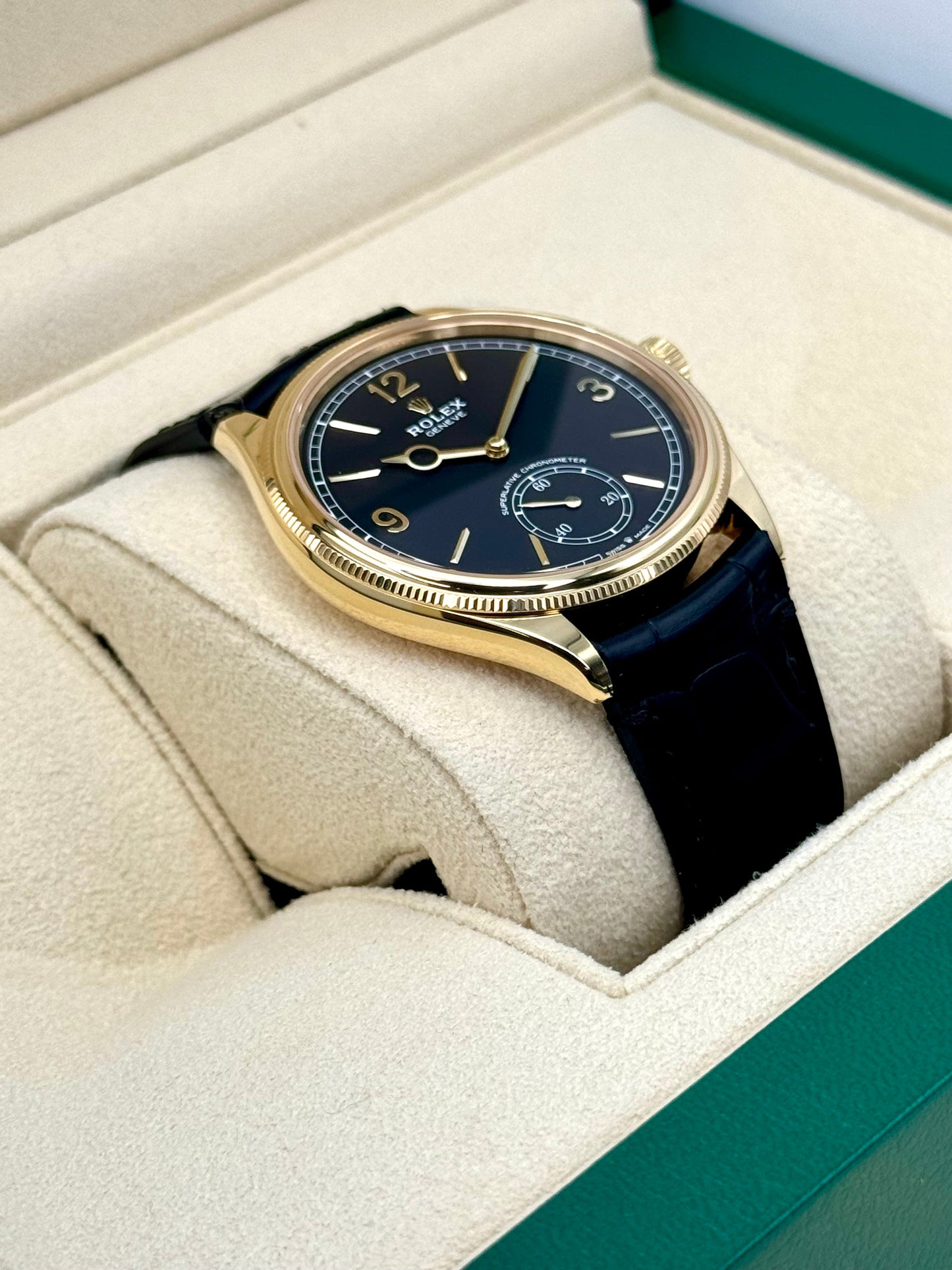 NEW 2024 Rolex 1908 39mm 52508 Yellow Gold Black Dial - MyWatchLLC