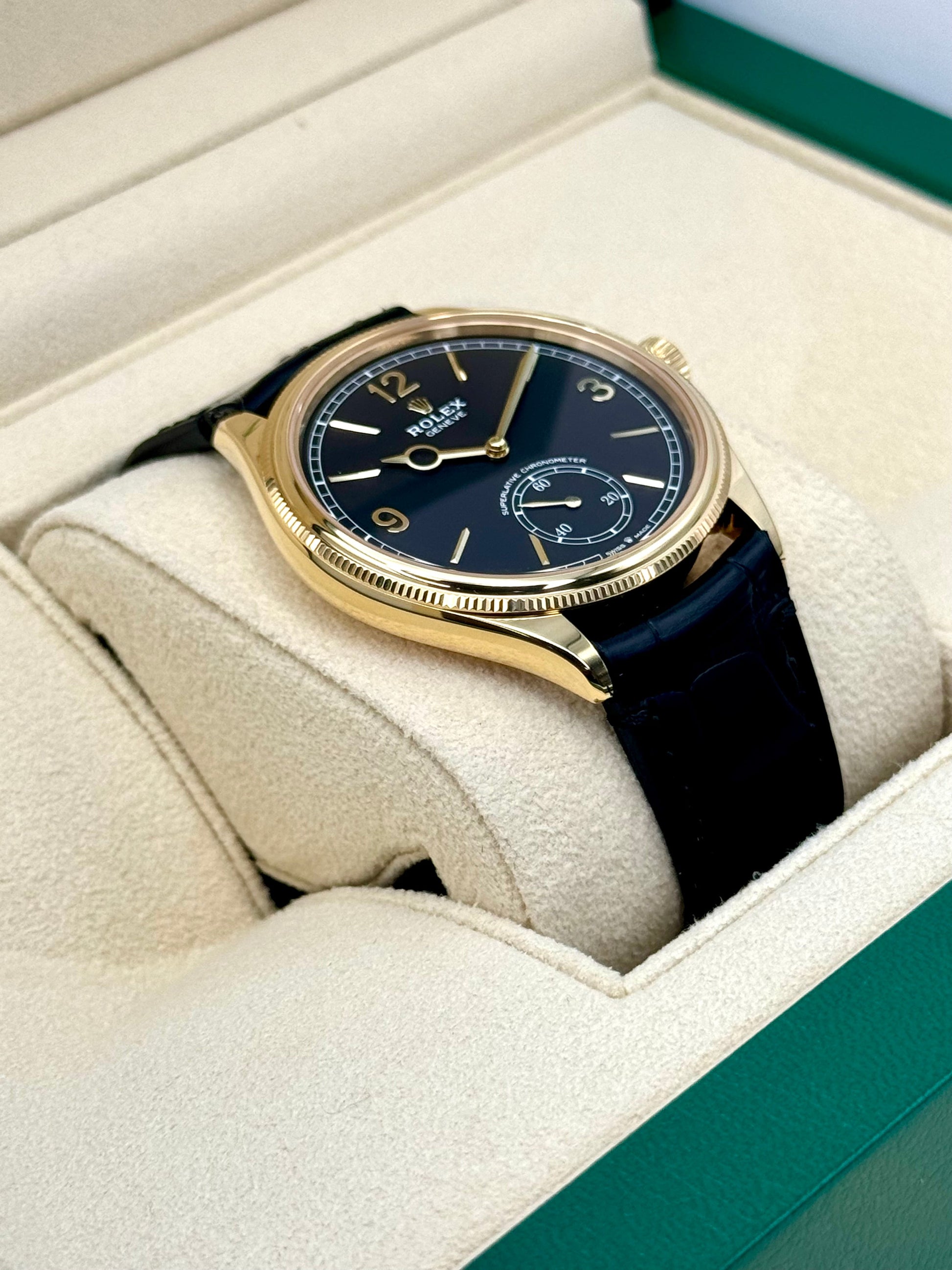 NEW 2024 Rolex 1908 39mm 52508 Yellow Gold Black Dial - MyWatchLLC