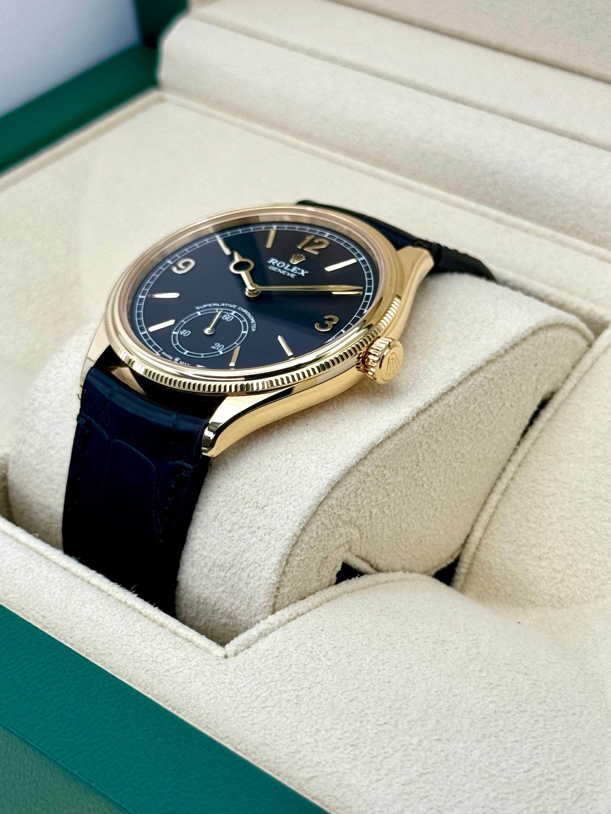 NEW 2024 Rolex 1908 39mm 52508 Yellow Gold Black Dial - MyWatchLLC