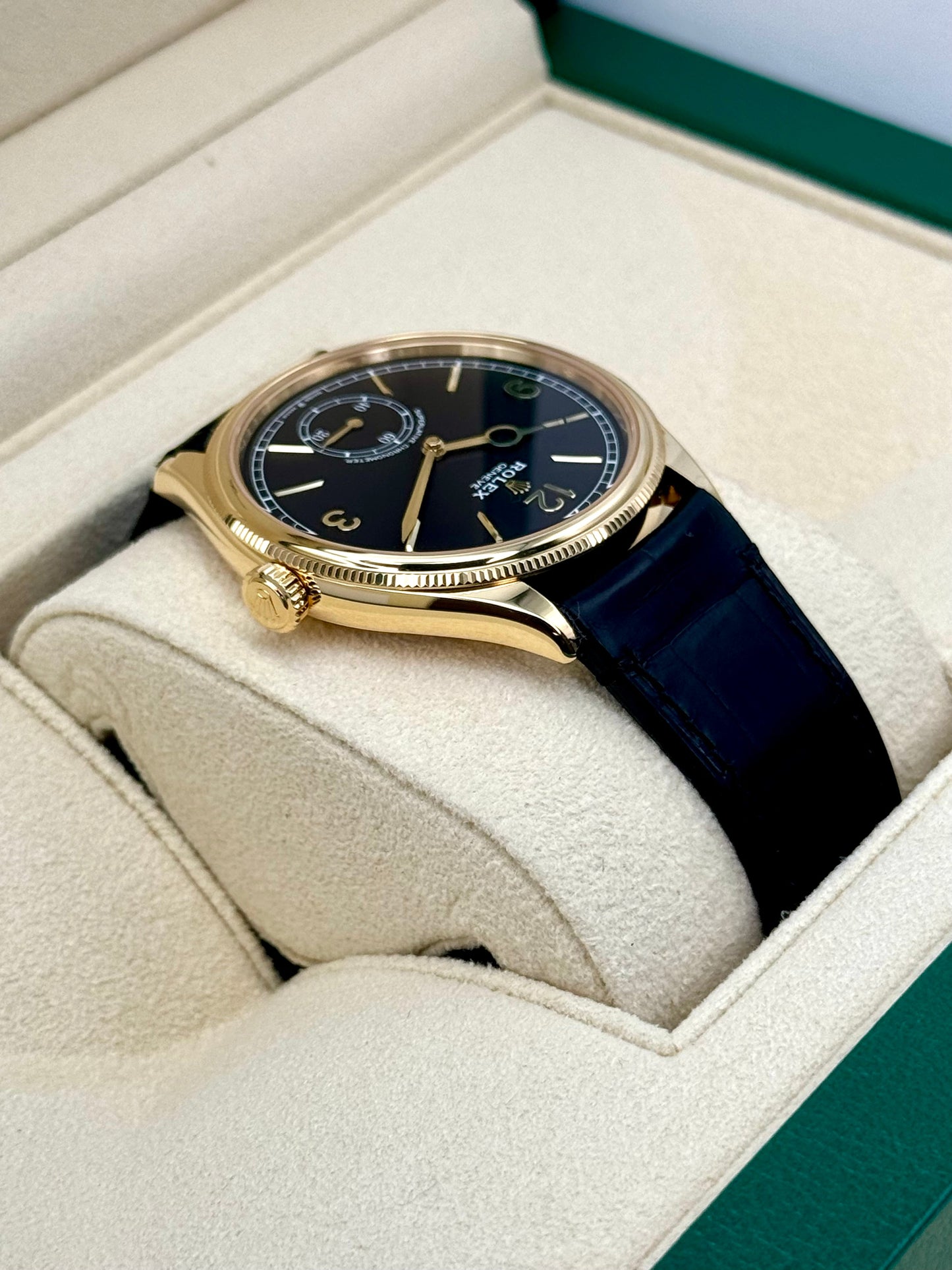 NEW 2024 Rolex 1908 39mm 52508 Yellow Gold Black Dial - MyWatchLLC