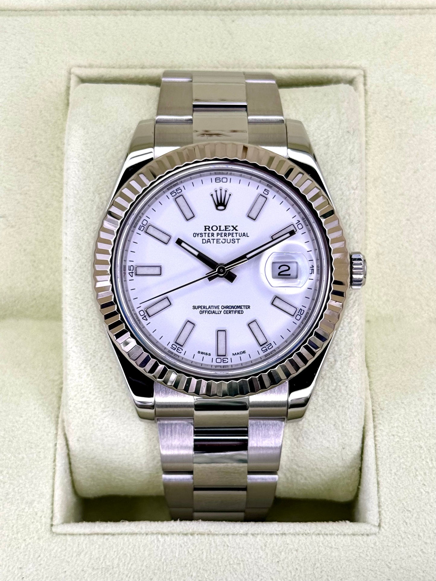Rolex Datejust 41mm 116334 Stainless Steel Oyster White Dial - MyWatchLLC