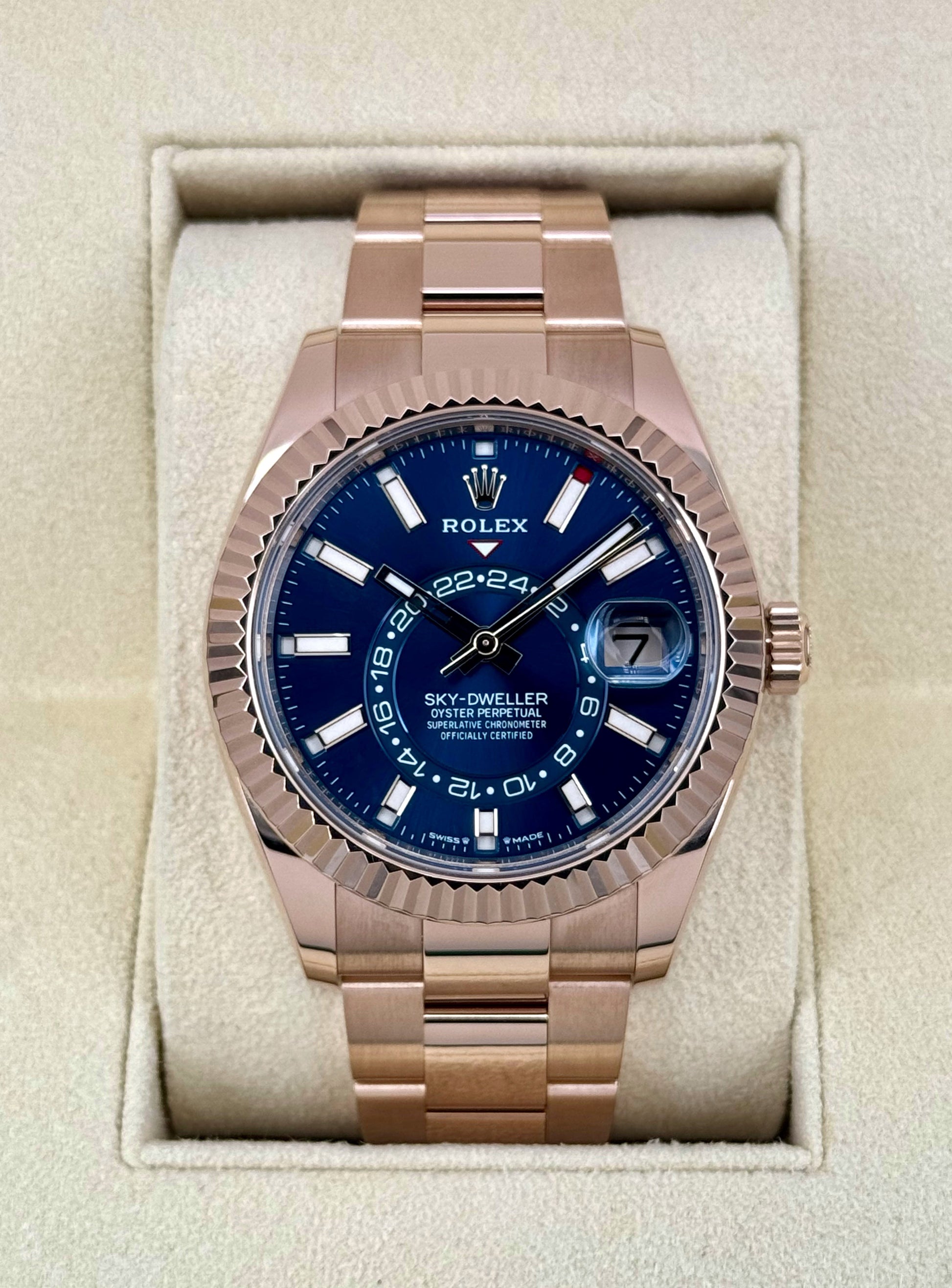 2023 Rolex Sky-Dweller 42mm 336935 Rose Gold Blue Dial - MyWatchLLC