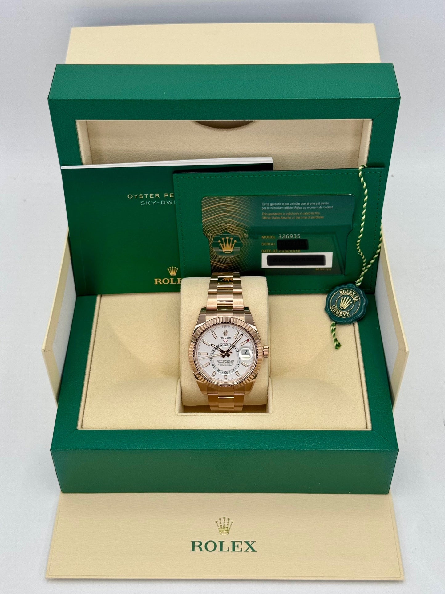 2023 Rolex Sky-Dweller 42mm 326935 Rose Gold White Dial - MyWatchLLC