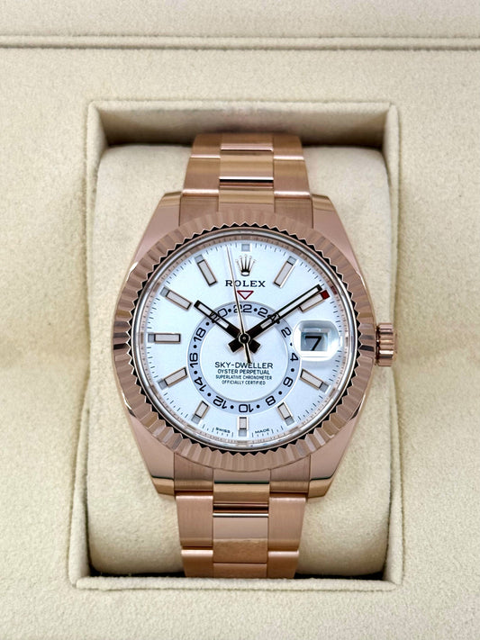 2023 Rolex Sky-Dweller 42mm 326935 Rose Gold White Dial - MyWatchLLC