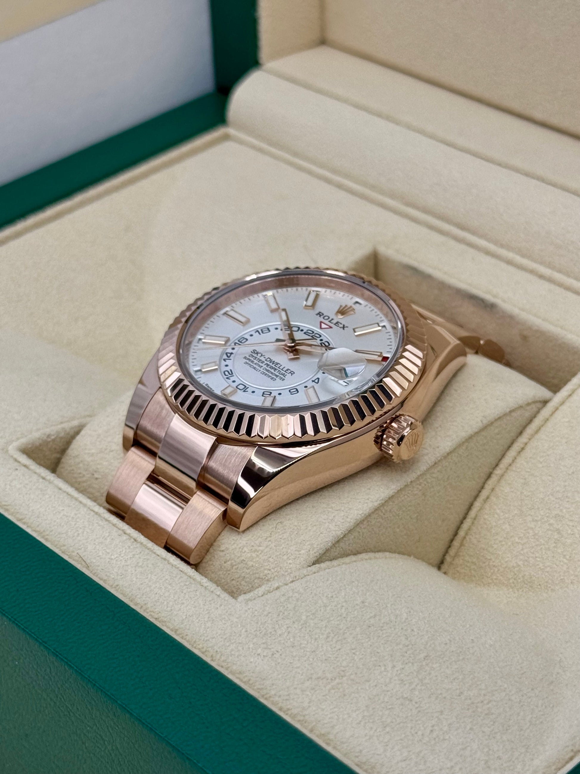 2023 Rolex Sky-Dweller 42mm 326935 Rose Gold White Dial - MyWatchLLC