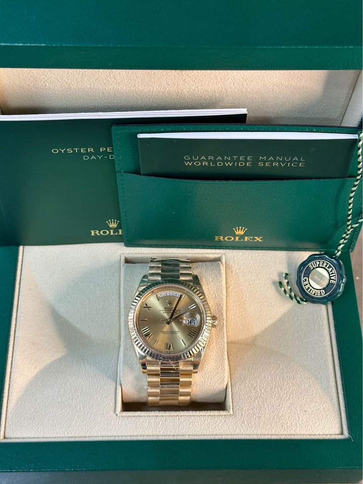 Rolex Day-Date 40mm 228238 18ct Yellow Gold Champagne Roman Numeral Dial with Box no Card - MyWatchLLC